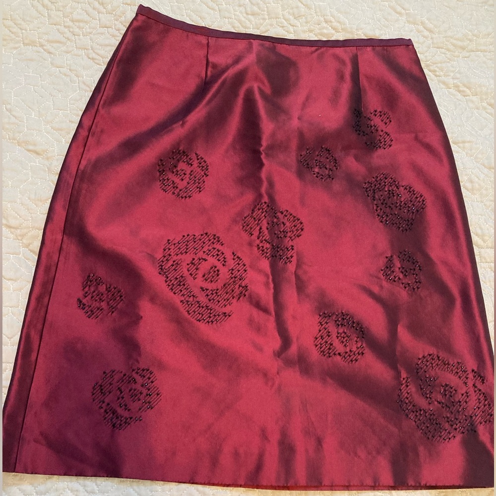 Ann Taylor Red Midi Pencil Skirt